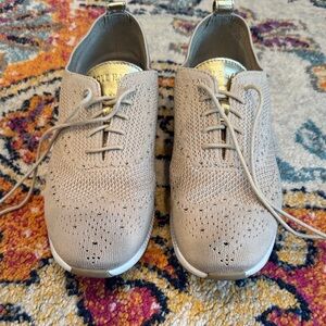 Cole Haan Light Tan Knit Lace-Up Sneakers